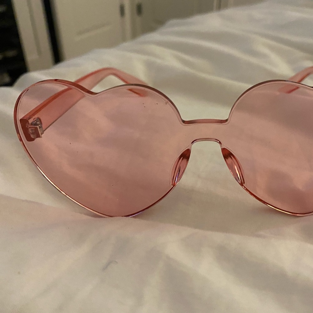 Pink Lucite Heart Sunglasses